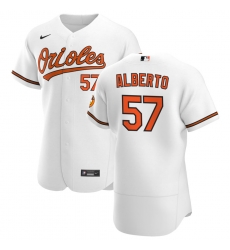 Men Baltimore Orioles 57 Hanser Alberto Men Nike White Home 2020 Flex Base Player MLB Jersey