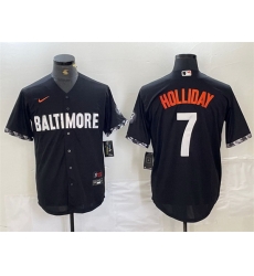 Men Baltimore Orioles 7 Jackson Holliday Black 2023 City Connect Cool Base Stitched Baseball Jersey