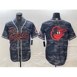 Men Baltimore Orioles Gray Team Big Logo Cool Base Stitched Jersey  4