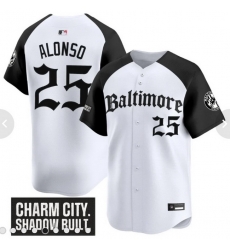 Men Nike Baltimore Orioles Pete Alonso #25 Charm City Shadow Built White Black Stitched Jersey Men Nike Baltimore Orioles Pete Alonso #25 Charm City Shadow Built White Black Stitched Jersey