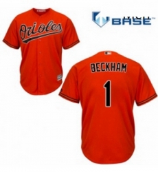 Mens Majestic Baltimore Orioles 1 Tim Beckham Replica Orange Alternate Cool Base MLB Jersey 