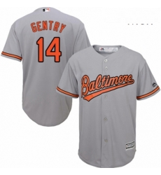 Mens Majestic Baltimore Orioles 14 Craig Gentry Replica Grey Road Cool Base MLB Jersey 