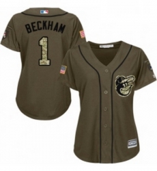 Womens Majestic Baltimore Orioles 1 Tim Beckham Authentic Green Salute to Service MLB Jersey 