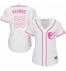 Womens Majestic Baltimore Orioles 28 Colby Rasmus Authentic White Fashion Cool Base MLB Jersey 