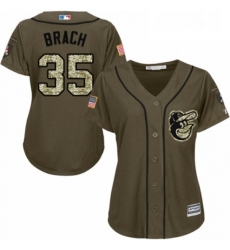 Womens Majestic Baltimore Orioles 35 Brad Brach Authentic Green Salute to Service MLB Jersey 