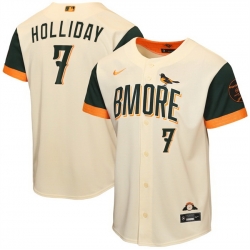 Youth Baltimore Orioles  7 Jackson Holliday Natural 2026 City Connect Stadium Stitched Baseball Jersey
