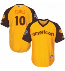 Youth Majestic Baltimore Orioles 10 Adam Jones Authentic Yellow 2016 All Star American League BP Cool Base MLB Jersey