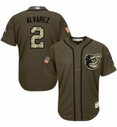 Youth Majestic Baltimore Orioles 2 Pedro Alvarez Authentic Green Salute to Service MLB Jersey 