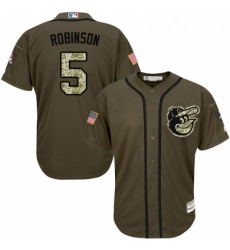 Youth Majestic Baltimore Orioles 5 Brooks Robinson Replica Green Salute to Service MLB Jersey