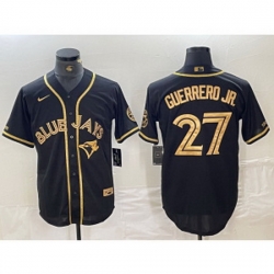 MLB Blue Jays 27 Vladimir Guerrero Jr  Black Gold Nike Cool Base Men Jersey