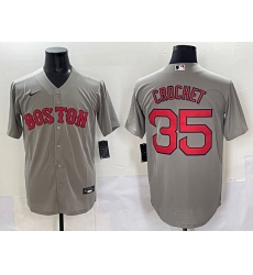 Men Boston Red Sox 35 Garrett Crochet Gey Cool Base Stitched Baseball Jersey Men Boston Red Sox 35 Garrett Crochet Gey Cool Base Stitched Baseball Jersey