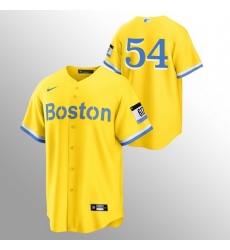 Men Boston Red Sox 54 Martin Perez Men Nike 2021 City Connect Gold Fans Version MLB Jersey   No Name