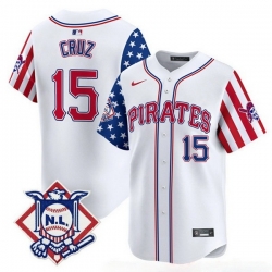 Men Pittsburgh Pirates 15 Oneil Cruz White 2024 Fourth of July Vapor Limited Stitched Baseball Jersey