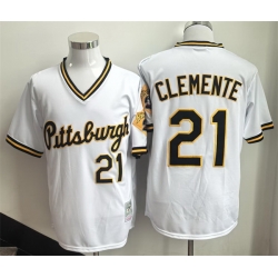 Men Pittsburgh Pirates 21 Roberto Clemente White Stitched Baseball Jersey
