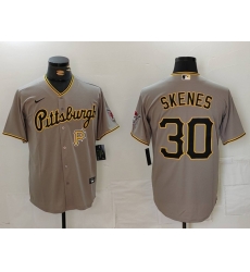 Men Pittsburgh Pirates 30 Paul Skenes Grey Stitched Baseball Jersey 555