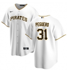 Men Pittsburgh Pirates 31 Liover Peguero White Cool Base Stitched Baseball Jersey