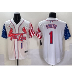 Men St Louis Cardinals 1 Ozzie Smith White Independence Day Vapor Premier Limited Stitched Baseball Jersey
