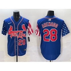 Men St Louis Cardinals 28 Nolan Arenado Royal Independence Day Vapor Premier Limited Stitched Baseball Jersey
