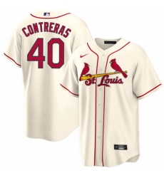 Men St  Louis Cardinals 40 Willson Contreras Cream Cool Base Stitched Jersey