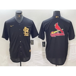 Men St  Louis Cardinals Black Team Big Logo Cool Base Stitched Jersey 2