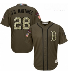 Mens Majestic Boston Red Sox 28 J D Martinez Authentic Green Salute to Service 2018 World Series Champions MLB Jerse