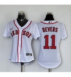 Women Boston Red Sox 11 Rafael Devers White Cool Base Stitched Jersey