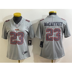 Women San Francisco 49ers 23 Christian McCaffrey Grey Atmosphere Fashion Stitched Jersey