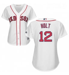 Womens Majestic Boston Red Sox 12 Brock Holt Replica White Home MLB Jersey