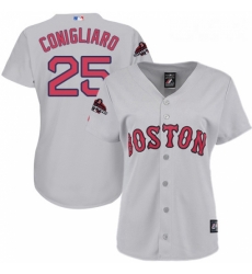 Womens Majestic Boston Red Sox 25 Tony Conigliaro Authentic Grey Road 2018 World Series Champions MLB Jersey 