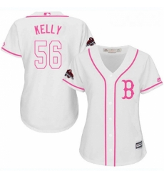 Womens Majestic Boston Red Sox 56 Joe Kelly Authentic White Fashion 2018 World Series Champions MLB Jersey