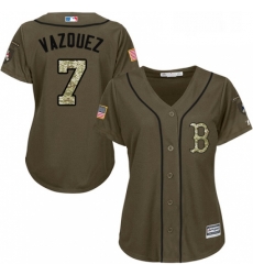 Womens Majestic Boston Red Sox 7 Christian Vazquez Authentic Green Salute to Service MLB Jersey