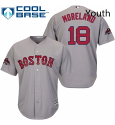 Youth Majestic Boston Red Sox 18 Mitch Moreland Authentic Grey Road Cool Base 2018 World Series Champions MLB Jersey