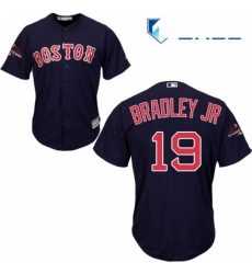 Youth Majestic Boston Red Sox 19 Jackie Bradley Jr Authentic Navy Blue Alternate Road Cool Base 2018 World Series Champions MLB Jersey 