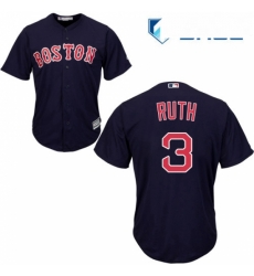 Youth Majestic Boston Red Sox 3 Babe Ruth Authentic Navy Blue Alternate Road Cool Base MLB Jersey