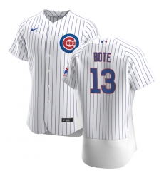 Men Chicago Cubs 13 David Bote Men Nike White Home 2020 Flex Base Player Jersey