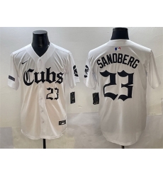 Men Chicago Cubs 23 Ryne Sandberg White  27Gothic North Side Edition 27 Vapor Premier