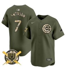 Men Chicago Cubs 7 Dansby Swanson Green Armed Forces Day Vapor Limited Stitched Baseball Jersey Men Chicago Cubs 7 Dansby Swanson Green Armed Forces Day Vapor Limited Stitched Baseball Jersey