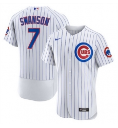 Men Chicago Cubs 7 Dansby Swanson White Stitched Baseball Jersey