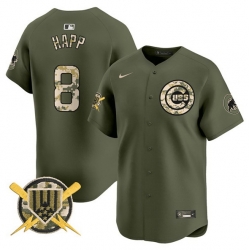 Men Chicago Cubs 8 lan Happ Green Armed Forces Day Vapor Limited Stitched Baseball Jersey
