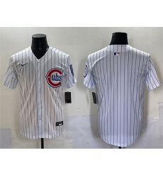 Men Chicago Cubs Blank White Pinstripe 2nd Alternate Limited Stitched Baseball Jersey