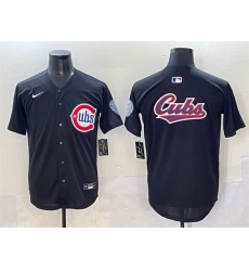 Men Chicago Cubs Team Big Logo Black Limited Stitched Baseball Jersey Men Chicago Cubs Team Big Logo Black Limited Stitched Baseball Jersey