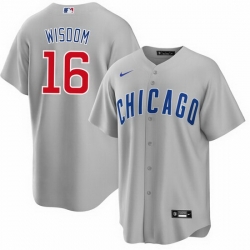 Men's Chicago Cubs #16 Patrick Wisdom Gray Cool Base Stitched Baseball Jersey