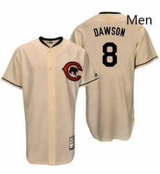 Mens Majestic Chicago Cubs 8 Andre Dawson Replica Cream Cooperstown Throwback MLB Jersey