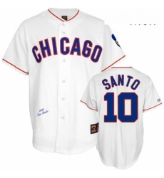 Mens Mitchell and Ness Chicago Cubs 10 Ron Santo Authentic White 1968 Throwback MLB Jersey