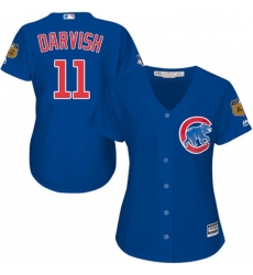 Womens Majestic Chicago Cubs 11 Yu Darvish Authentic Royal Blue Alternate MLB Jersey 