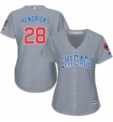 Womens Majestic Chicago Cubs 28 Kyle Hendricks Replica Grey Road MLB Jersey