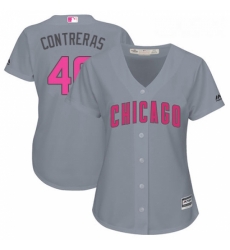 Womens Majestic Chicago Cubs 40 Willson Contreras Authentic Grey Mothers Day Cool Base MLB Jersey