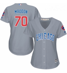 Womens Majestic Chicago Cubs 70 Joe Maddon Authentic Grey Road MLB Jersey