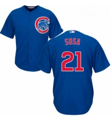 Youth Majestic Chicago Cubs 21 Sammy Sosa Replica Royal Blue Alternate Cool Base MLB Jersey