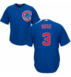 Youth Majestic Chicago Cubs 3 David Ross Authentic Royal Blue Alternate Cool Base MLB Jersey